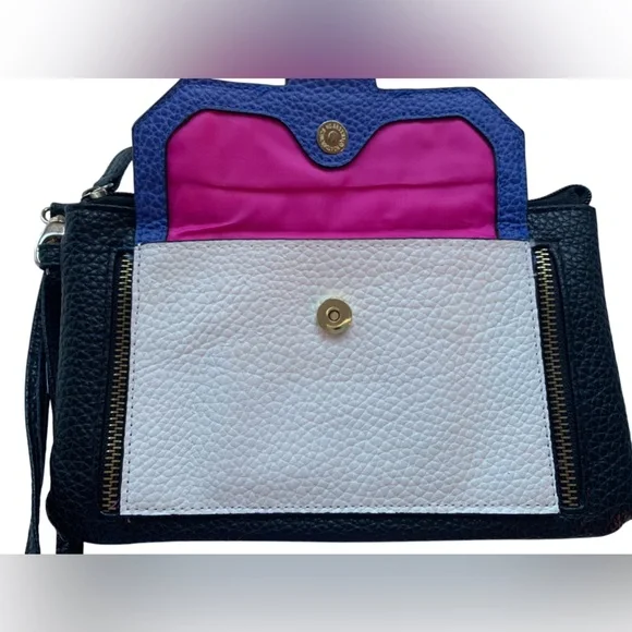 NICOLE MILLER Colorful Wristlet Wallet Purse Tons of Space & Pockets! Black Blue - Picture 2 of 11